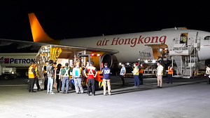 6.8K views · 744 reactions | WATCH: Air Hong Kong carrying 866,970 doses of government-procured Pfizer Covid-19 vaccine lands at NAIA T3 on Friday night (Nov. 5, 2021). | via Joyce Rocamora | Philippine News Agency | Facebook