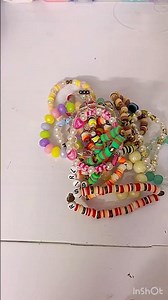 Fun fact- they’re all made by me 💗 #claybracelet #preppy #bracelet #pink #handmadebracelet