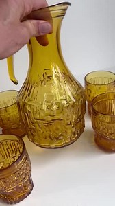 Vintage Bormioli Amber Glass Carafe Set: Brutalist Italian Jug & Glasses - Etsy Canada