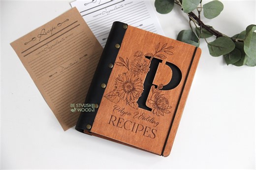 Personalized Recipe Book, Blank Binder, Christmas Gifts for Mom, Wooden Cookbook - Etsy