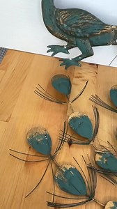 2 Piece Metal Goldtone and Turquoise Blue Peacock Wall Art - Etsy