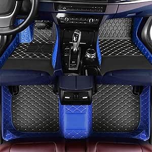 Car Floor Mats for Sedan SUV Coupe Truck Sports Custom Car mat All-Weather Full Coverage Waterproof Cargo (Black-Blue)
