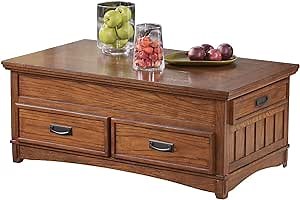 Signature Design by Ashley Cross Island Traditional Lift Top Coffee Table with 4 Drawers and Casters for Movement, Light Brown