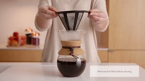 Bodum 34oz Pour Over Coffee Maker, High-Heat Borosilicate Glass with Reusable Stainless Steel Filter and Black Cork Grip - Made in Portugal