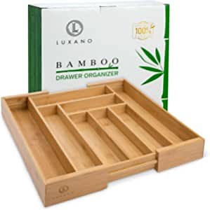Bamboo Silverware Organizer has Double-Strength Dividers and Extra-Deep Compartments. Furniture-Grade Organic Bamboo (No MDF) Flatware Organizer. Kitchen Utensil Drawer Organizer in Beautiful Gift Box