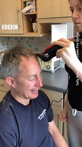 When duty calls... on-call firefighter Alex Agar had to hot-foot it to a barn fire when his pager went off midway through a home headshave.😂 | BBC Nottingham