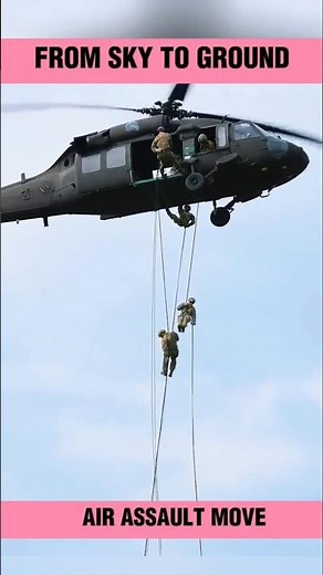 Air Assault Soldiers Descend from Helicopter