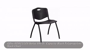 Offex Polypropylene Stack Chair with Plastic Floor Glides - Black