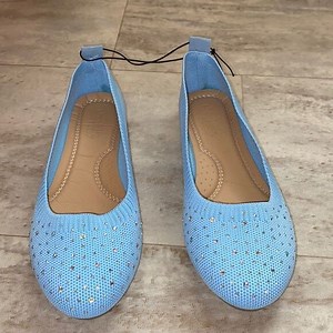 Baby blue Rhinestone Flats