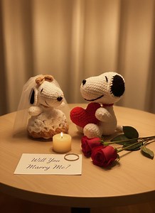 Crochet Snoopy & Belle Wedding Amigurumi, Anniversary Gift - Etsy UK