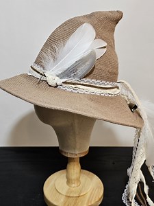 White Witch Hat: Agate, Feathers, and Bells - Halloween | Witch | Costume - Etsy