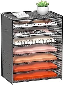 Samstar 8 Tier Paper Organizer, Desk File Organizer Paper Letter Tray Paper File Sorter, Black
