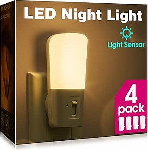 LOHAS Night Light Plug In, Night Light Plug Into Wall, 5-80 Lm Dimmable Led Night Lights With Dusk To Dawn Sensor, 3000k Soft Warm Night Lights For Adults, Kids, Bathroom, Bedroom, Hallway, 4 Pack