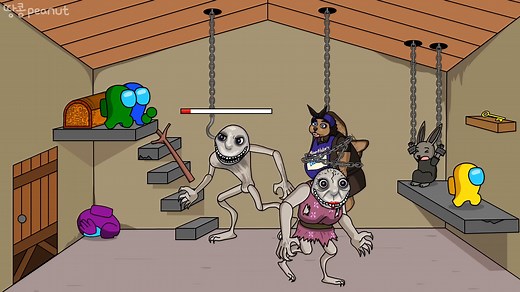 among us vs the man from the window part 2 #amongus #game #animation | Peanut Among Us