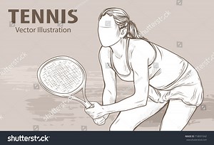 Hand Sketch Professional Tennis Player Vector: vector de stock (libre de regalías) 718031542 | Shutterstock
