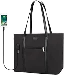 Laptop Bag for Women 17.3 Inch Laptop Tote Bag Teacher Bag Work Bag with USB Charging Port Computer Tote Bag Large Handbag Satchel Shoulder Bag