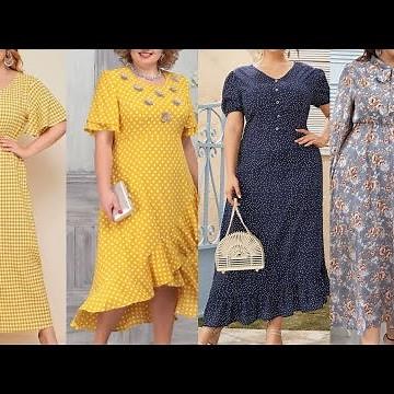 Latest most beautiful super stylish plus size women daily office wear frill dresses2021