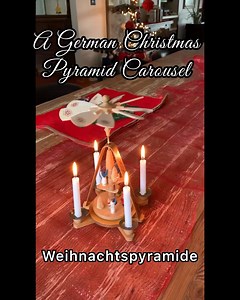 A German Christmas Pyramid Carousel (Weihnachtspyramide) is generally made of wood with fins at the top attached to a loose pin. Lit candles below send hot air up to the paddles, causing them to spin. #thenakedrancher #nakedrancher #Germanpyramid #weihnachtspyramide | The Naked Rancher