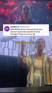 284K views · 3.2K reactions | “Espero que a Eleven fique no coração de vocês pra sempre, assim como está no meu” 梁梁梁 @milliebobbybrown fez uma surpresa pra alguns fãs ao aparecer em um cinema em que fãs estavam assistindo o último episódio de ‘ Stranger Things’. #strangerthings #strangerthings5 #milliebobbybrown #eleven | Febre Teen | Facebook