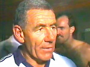Channel 2 commentator Peter Gee interviewing Sydney coach Tom Hafey after the round one win over Collingwood in 1987. Footage from ABC Football Grandstand. YouTube channel Gezza1967 VHS tape 41. | VFL AFL 20th Century History Photos Videos Memories