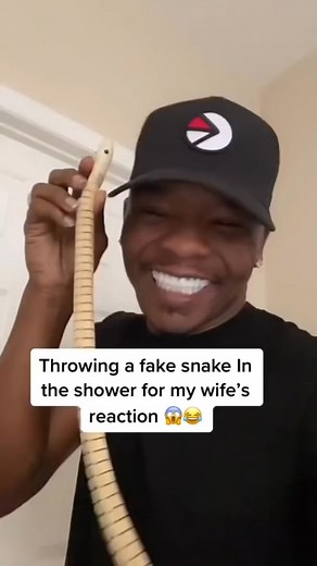 Fake snake prank in the shower for my wife’s reaction 🤣 #shorts | Jennifer Bird