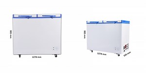 [Hot Item] 358L 24V Battery Compressor Powered Double Doors Blue Color Solar Freezer