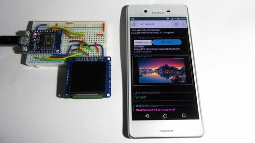 SDカードの画像ファイルを ESP-WROOM-02 の Wi-Fi で送信してスマホに表示させる方法