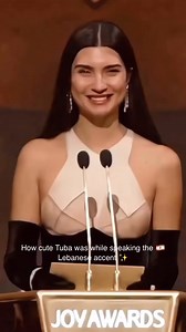 How cute Tuba Büyüküstün was while speaking the Lebanese accent at the Joy Awards ✨️❤️ #WeAreLebanon | We Are Lebanon