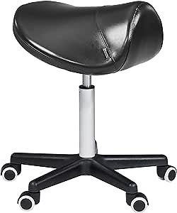 Master Massage Ergonomic Saddle Chair-Saddle Stool- Hydraulic Swivel Rolling Chair-Salon Clinical Tattoo Dentist Clinic Stool, Spas, Salons Stools, Workshop Office-Black
