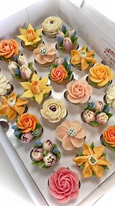 6.6K views · 258 reactions | Large & mini spring florals  . #cupcakes #flowers #floralcupcakes #buttercreamflowers #piping #spring #daffodils #roses #edibleflowers #springflowers #giftideas #petalsbakehouse | Petals Bakehouse | Facebook