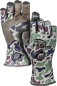 Fish Monkey SPF 50+ Four Way Stretch Quick Dry Breathable Half Finger Second Skin Fit Fishing Guide Gloves Superior Non Slip Grip for Men and Women