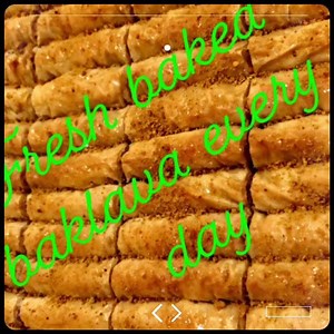 Baklava is a rich, sweet dessert pastry made of layers of filo filled with chopped nuts and sweetened and held together with syrup or honey. | Pita Paradise Food Truck