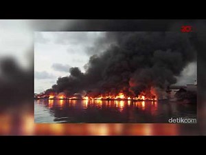 18 Kapal Nelayan di Muara baru Terbakar, Api Masih Berkobar