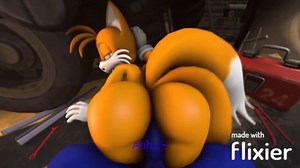 Tails riding Sonic