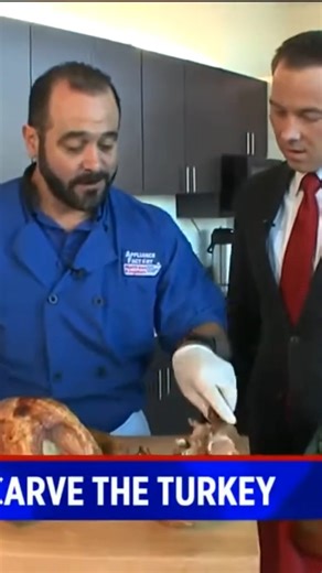 Carving the turkey, start with the dark meat first. 🍖