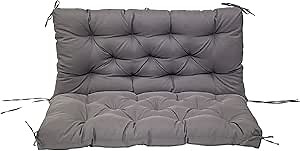 Outdoor Swing Replacement Cushions,2/3 Seater Waterproof Swing Cushion Replacement,Three Seat Swing Cushions With Backrest And Straps,Outdoor Indoor Bench Cushion 55*40in (55*40 in, Dark Grey)