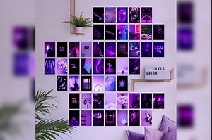 Wall Collage Kit Aesthetic Pictures, Room Decor Photo Wall Poster for Bedroom Party Decorations Supplies for Teen Girls, Cute Warm Color Indie Dorm Decor Preppy Stuff, 50PCS 4x6 Inches, Purple