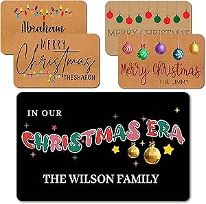 Custom Christmas Door Mat Customized Door Mats Personalized Christmas Rugs Outside Inside, Christmas Welcome Mat for Front Door, Christmas Welcom Indoor Matt Doormat Indoor Entrance