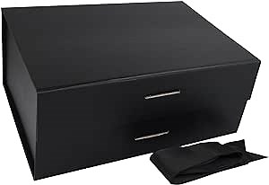 Amazon.com: PACK2PACK Luxury Foldable Gift Box with Fixed Ribbon | Collapsible Box with Magnetic Closure | Weddings, Bridal Showers, Corporate Gifts | 100% Recycled Paper (Medium Large, Black) : Health & Household