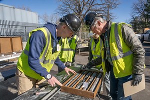 Below a Denver museum filled with dinosaur skeleton exhibits, a 70 million-year-old fossil is unearthed