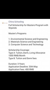 Full Scholarship for Masters Program with Stipends Master's...