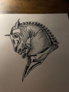 Hand Drawn, Line Work Horse Head. Dark Style Art. - Etsy Australia