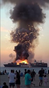 They said it was just shipping containers... 🤯 #explosion