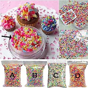 Kangkang Fake Sprinkles Fake Candy Slime Sprinkles Clay Sprinkles,Sprinkles for Slime Plastic Sprinkles Decorations for Fake Cake Dessert Simulation Food 100g (B)