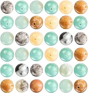 100pcs 10mm Smooth Amazonite Natural Gemstone Beads for Jewelry Making Loose Round Stone Beads for DIY Bracelets and Necklaces