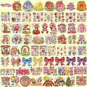 Plus de 50 ensembles PNG Charlotte aux fraises – Joli clipart cartoon rétro des années 80 - Etsy France