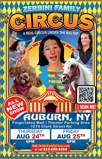 1.2K views | Coming soon to Auburn, New York at the Finger Lakes Mall Don't miss out on the fun! Get your tickets now and experience the magic of the Circus! Zerbinifamilycircus.com | Zerbini family Circus | Facebook