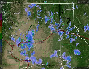 705PM Radar: Some isolated showers and thunderstorms continue with brief heavy rain, small hail and gusts to 30 mph. The cores are very small, so no widespread impacts expected. | US National Weather Service Spokane Washington