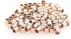 100pcs 14/20 Rose Gold Filled Tube Crimp Beads, 1 X 2MM, by CRAFT WIRE