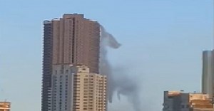 Swimming pool rooftop, ruptured by earthquake, spills water 48 storeys down - WATCH